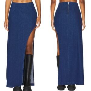 Superdown Tirza Maxi Skirt Denim 24 New